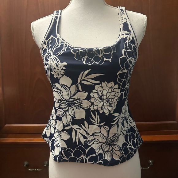 Tropical Escape Other - Tropical Escape Navy and White Floral swim top